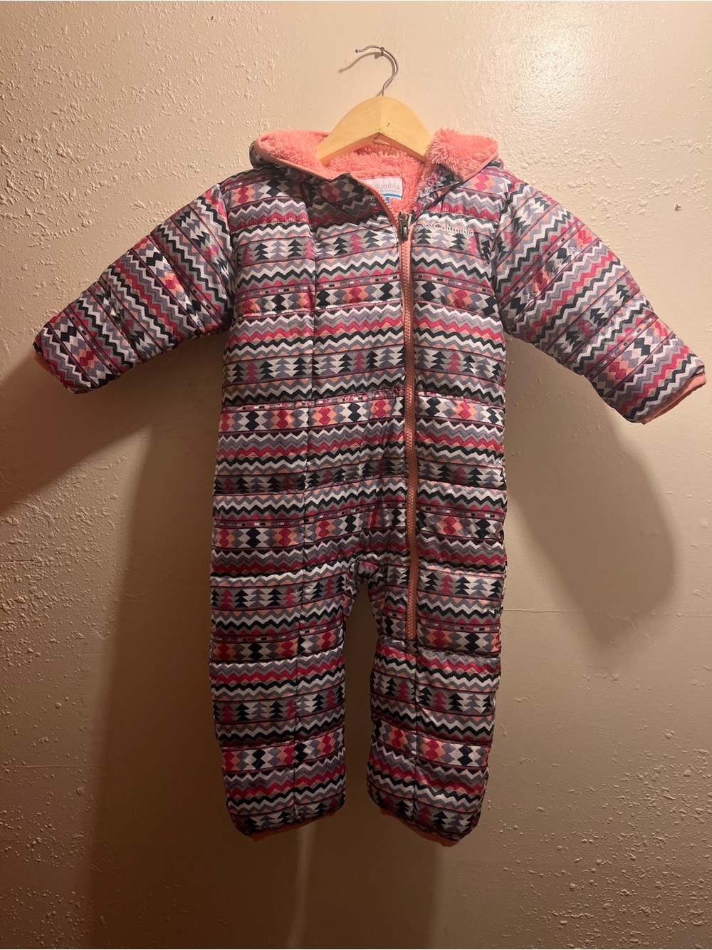 Columbia Baby Girl Geometric Snow Suit Winter Outdoor Bunting Size 12-18 month